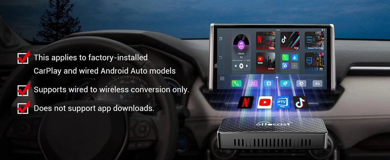 OTTOCAST® Android TV Box - Adaptateur CarPlay Sans Fil pour Voiture, Android Auto, YouTube & Netflix - Compatible avec 99% des Voitures