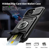 MagneticShield® iPhone Case – Heavy Duty Protection with Rotated Ring Kickstand & Wallet Cover